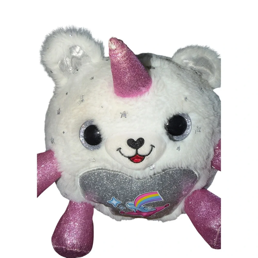 Rainbocorns Plush Bear Unicorn Kids‎ White Pink Excellent Sequin Heart Zuru